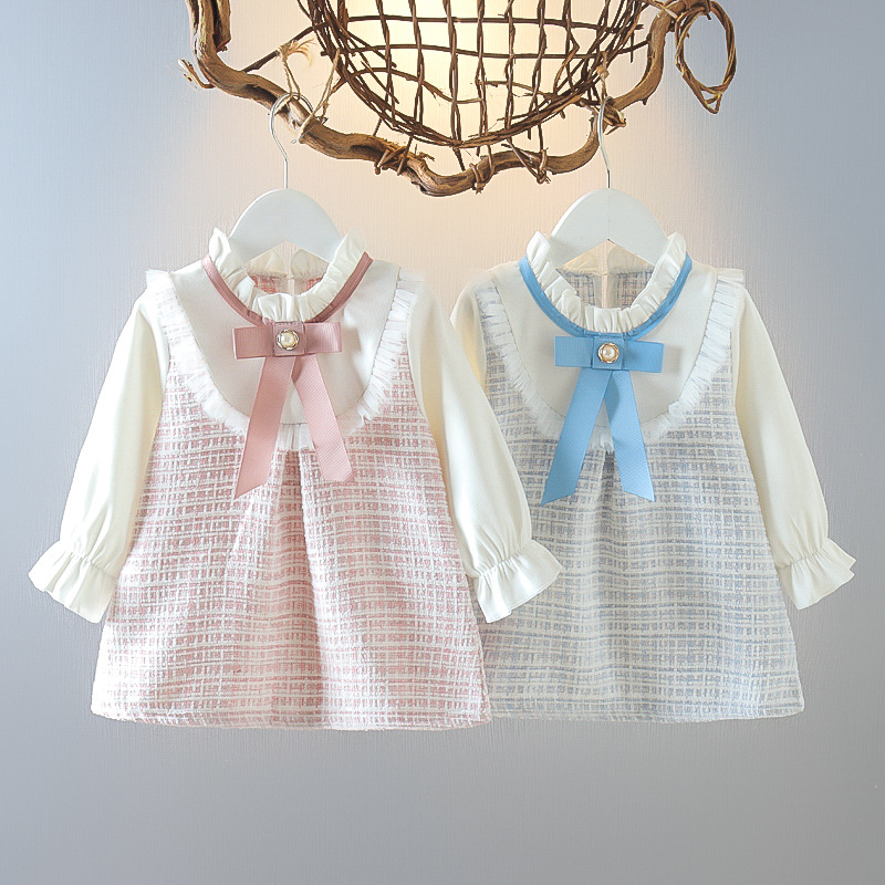 Baby Clothing Korea - 봄과 가을 새 여자 아기 체크무늬