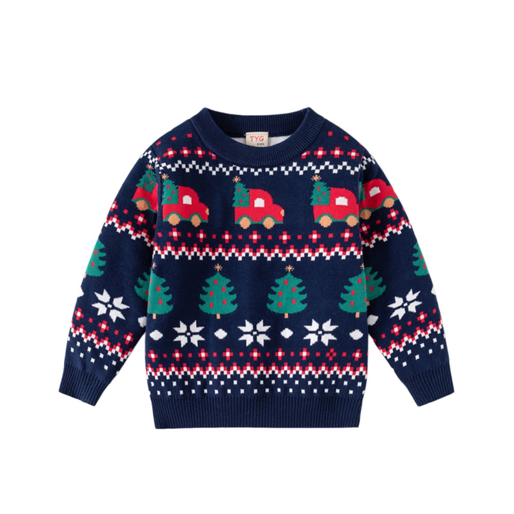 Baby Xmas Clothing - 어린이를위한 새해 크리스마스 스웨터 자동차 프린트