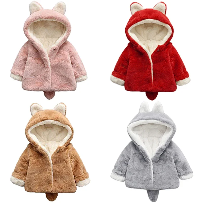 Baby Xmas Clothing - 귀여운 고양이 귀 봉제 아기 재킷,