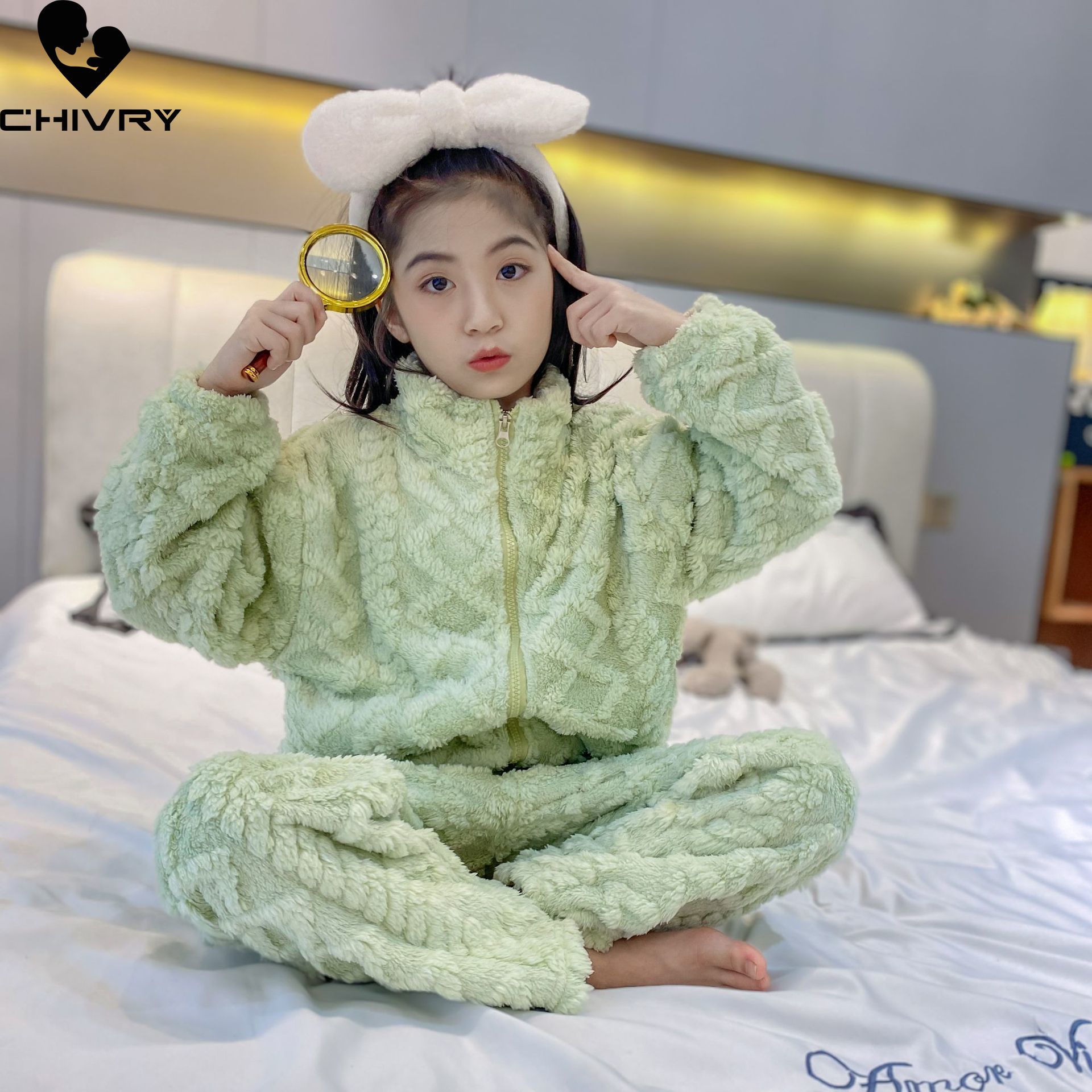 어린이 겨울 두꺼운 따뜻한 플란넬 잠옷, 솔리드 스탠드 - Baby Clothing Zipper 리뷰 및 가격