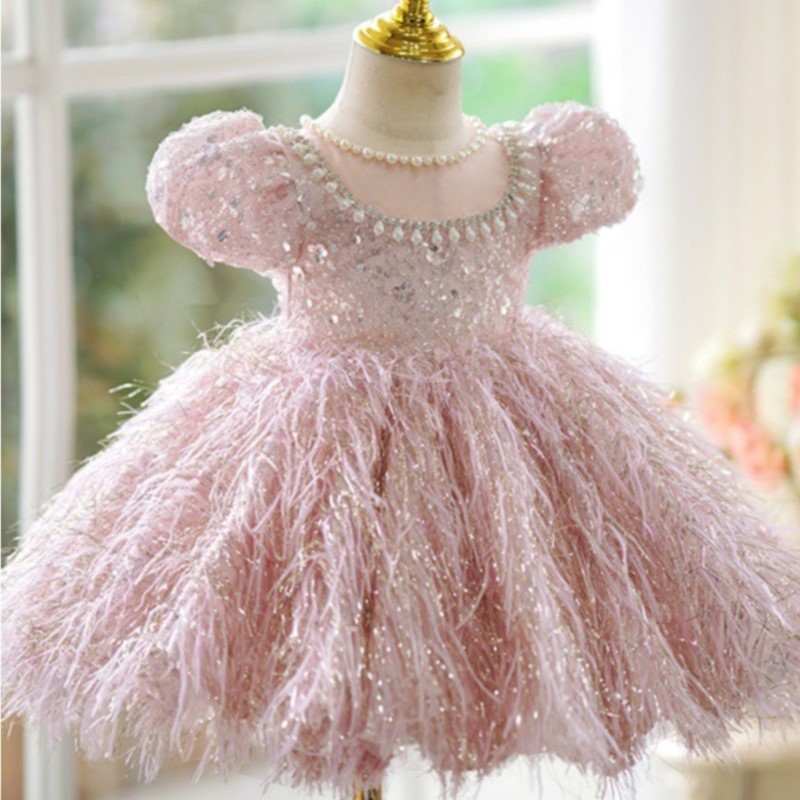 패션 아기 소녀 공주 스팽글 깃털 드레스 푹신한 슬리브 - Baby Clothing Discount 리뷰 및 가격
