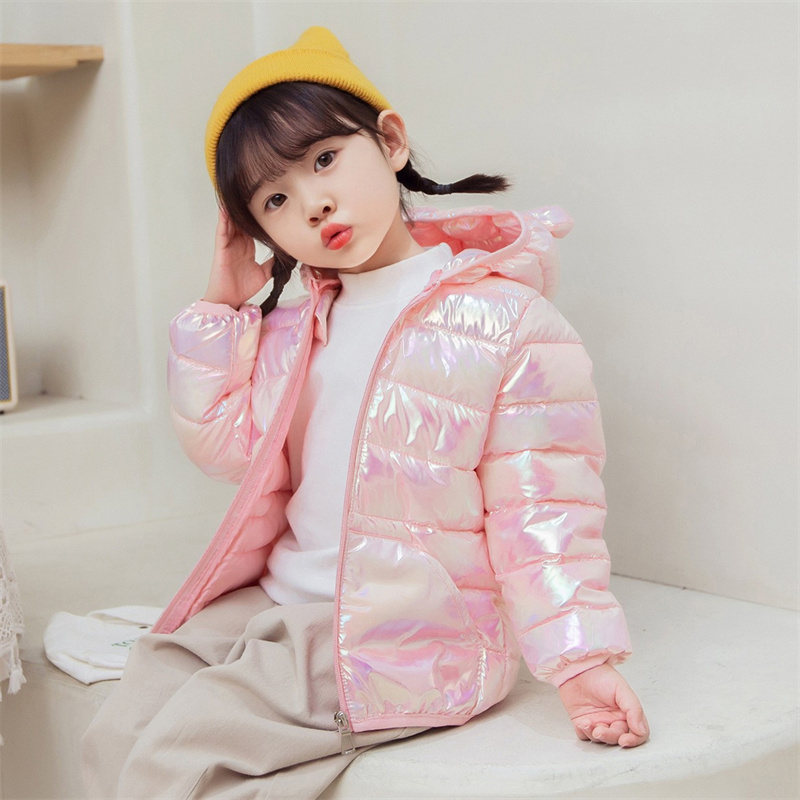 부드러운 표면 패브릭 후드 경량 다운 재킷 겨울 소녀  - Baby Clothing Zipper 리뷰 및 가격