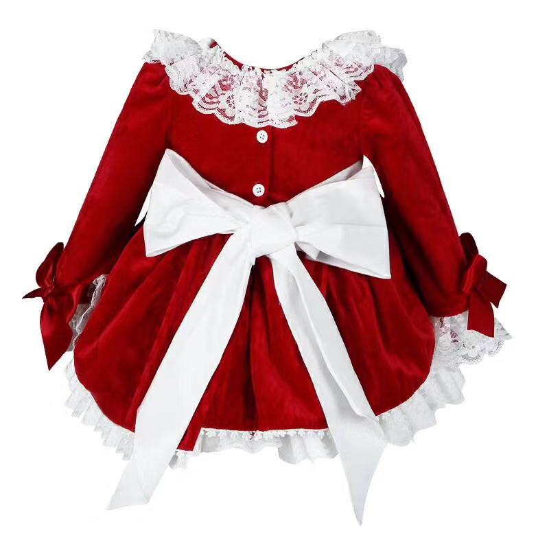 4PCS 아기 소녀 가을 겨울 봄 레드 벨벳 빈티지 스 - Baby Xmas Clothing 리뷰 및 가격