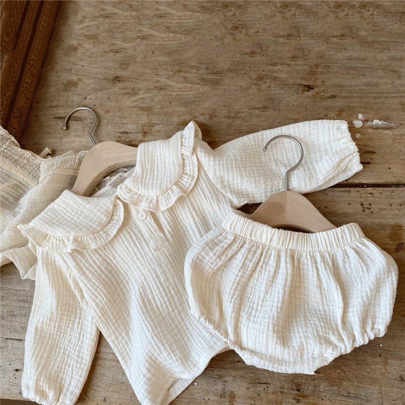 2pcs 신생아 아기 소녀 옷 유기농 면화 프릴 칼라  - Baby Clothing Organic Cotton 리뷰 및 가격