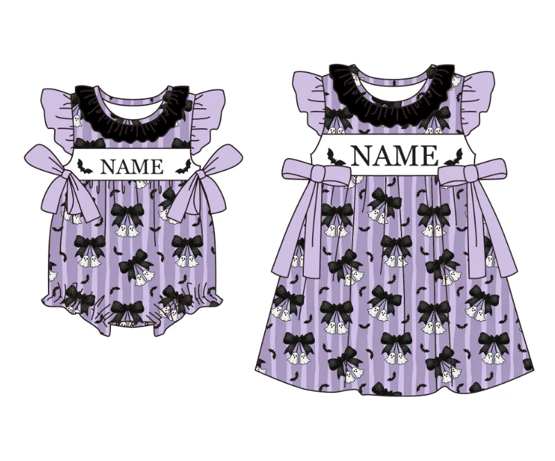 고품질 할로윈 아동복 보라색 유령 박쥐 프린트 아기 여 - Baby Clothing Names 리뷰 및 가격