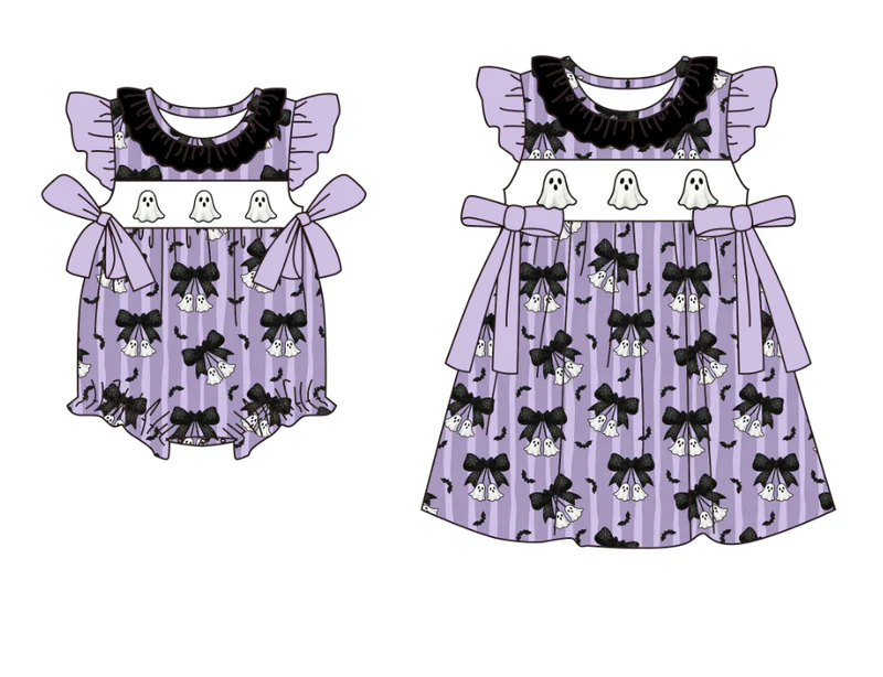 고품질 할로윈 아동복 보라색 유령 박쥐 프린트 아기 여 - Baby Clothing Names 리뷰 및 가격