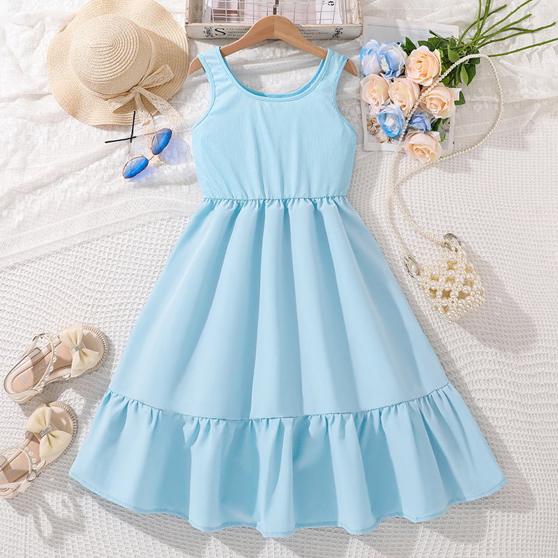 베이비 블루 컬러 민소매 라운드 칼라 A라인 드레스 한 - Baby Clothing Korea 리뷰 및 가격