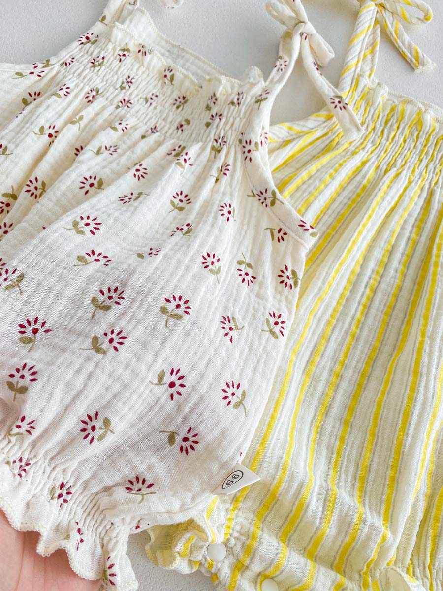 여름 아기 옷 한국 얇은 꽃무늬 슬링 리본 삼각형 점프 - Baby Clothing Korea 리뷰 및 가격